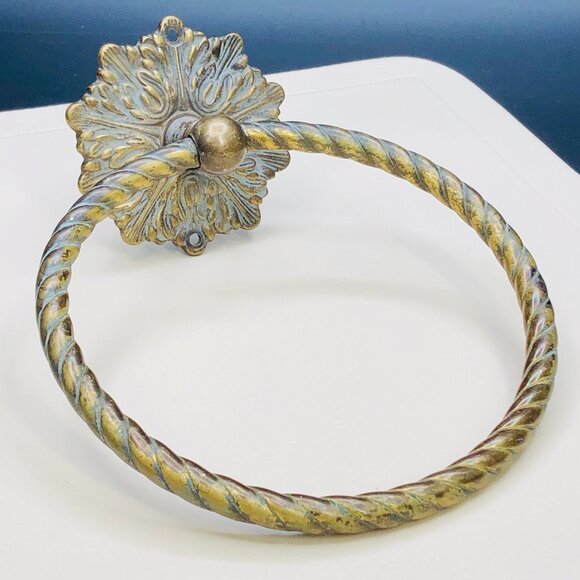 Vintage Ornamental Brass Wall Mount Ring Hand Towel Holder, Chateaucore Bathroom - Picture 1 of 11